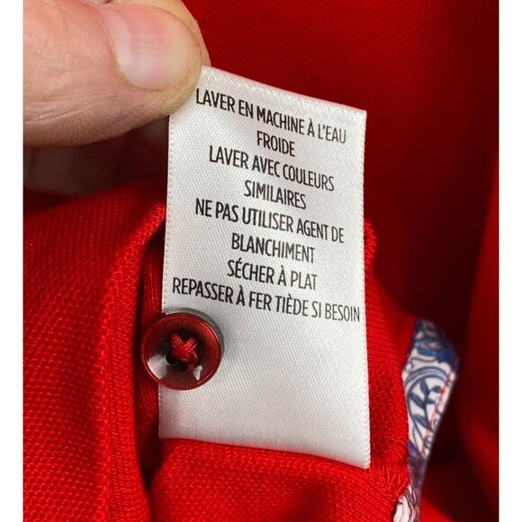 Robert Graham Men's Polo Shirt 2XL Red Paisley Placket - Picture 12 of 13